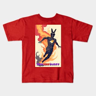 SpinSpinBunny Action Retro Flame Animated Kids T-Shirt